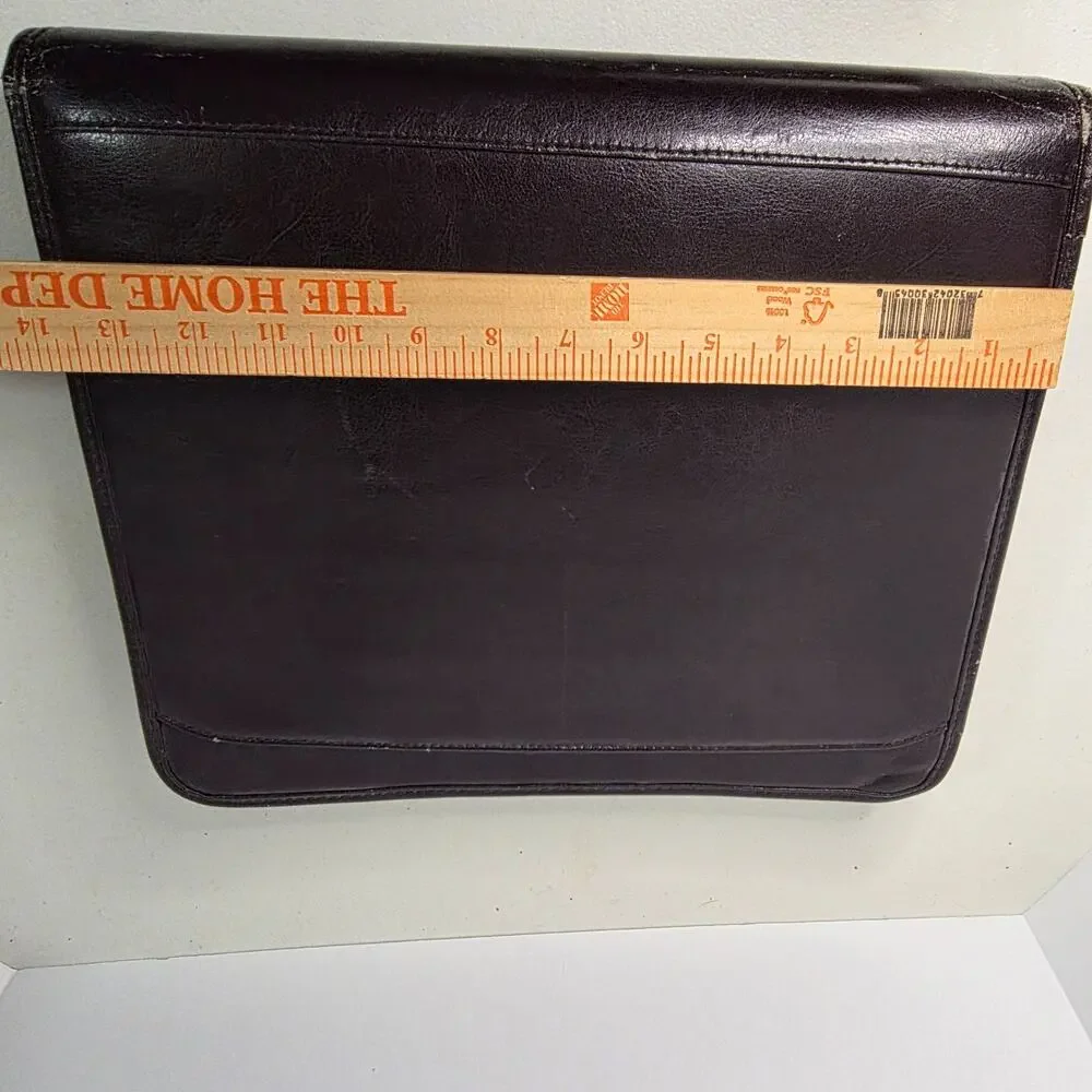 Black Leather Zip Portfolio Organizer 3 Ring Binder Padfolio Briefcase Handles